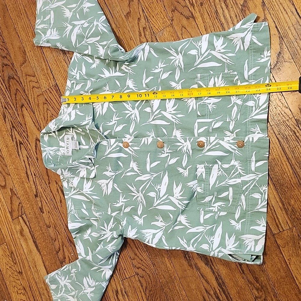 Orvis Sage Green Leaf Pattern Shirt Jacket